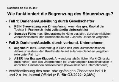 Darlehen an Tochtergesellschaften in Frankreich (Folie 3)